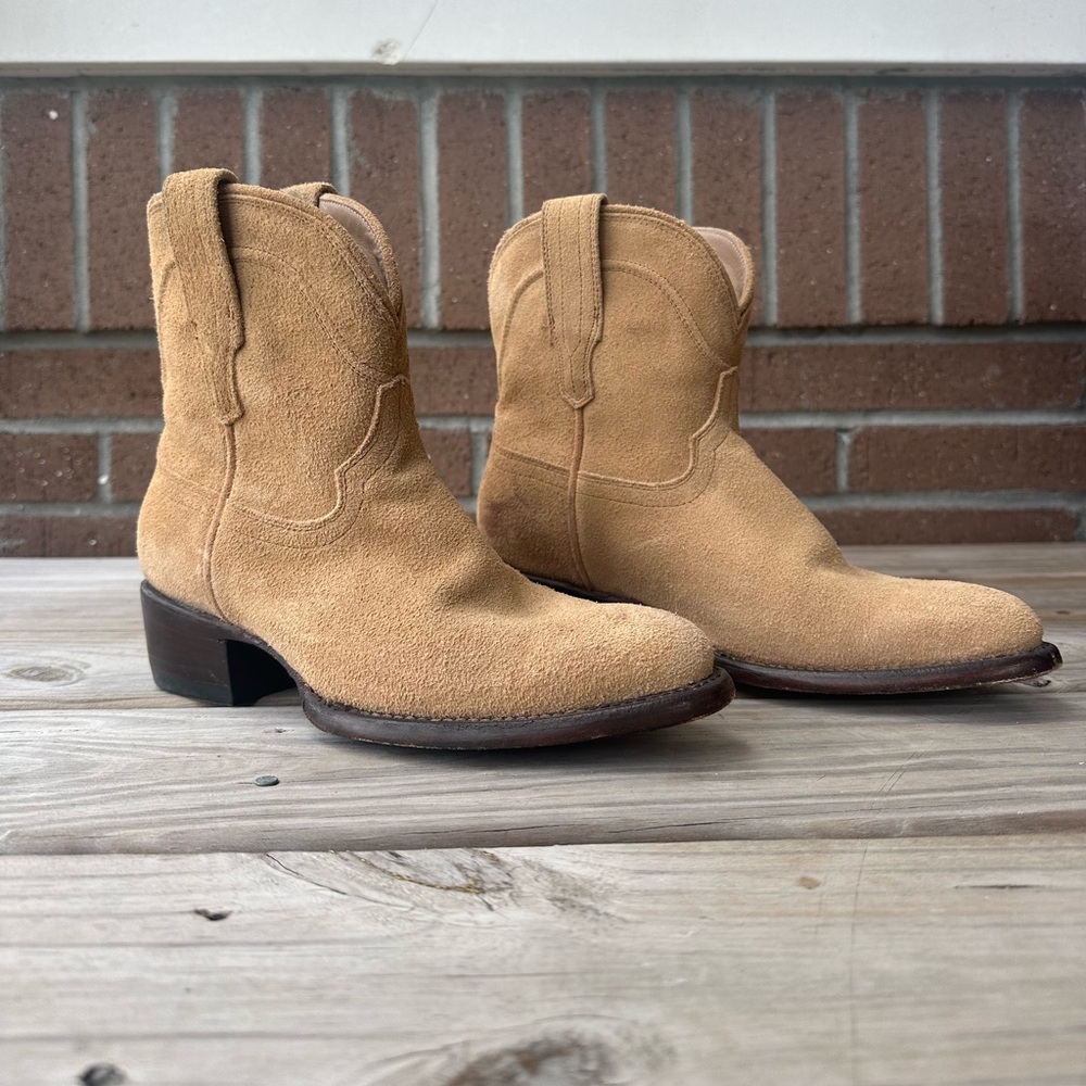 Tecovas Tan Suede Ankle Boots